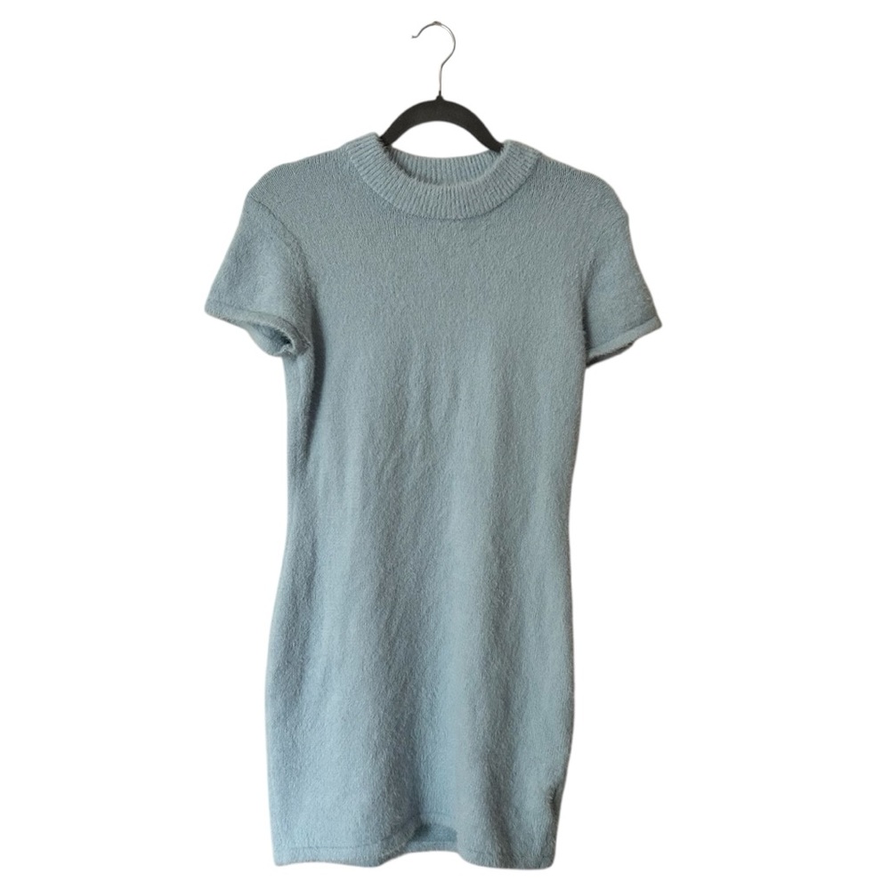 h&m soft and fuzzy baby blue knit dress